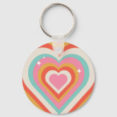 Colorful Retro Hearts with Sparkles | Valentine Schlüsselanhänger (Rückseite)