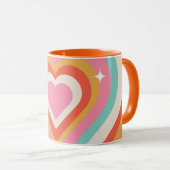 Colorful Retro Hearts with Sparkles | Valentine  Tasse (VorderseiteRechts)