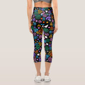 Colorful Retro Memphis Pattern Capri Leggings for  (Rückseite)