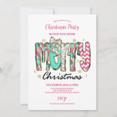 Colorful Retro Merry Christmas Einladung (Vorderseite)