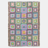 Colorful Retro Mid-Century Mid-Mod Crochet Blossom Decke (Vorderseite Vertikal)