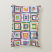 Colorful Retro Mid-Century Mid-Mod Crochet Blossom Dekokissen (Rückseite(Vertikal))