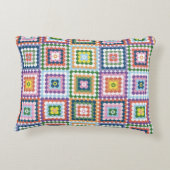 Colorful Retro Mid-Century Mid-Mod Crochet Blossom Dekokissen (Rückseite)