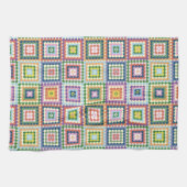 Colorful Retro Mid-Century Mid-Mod Crochet Blossom Geschirrtuch (Horizontal)