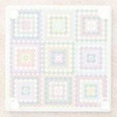 Colorful Retro Mid-Century Mid-Mod Crochet Blossom Glasuntersetzer (Rückseite)