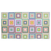 Colorful Retro Mid-Century Mid-Mod Crochet Blossom Kissenbezug (Vorderseite-Links)