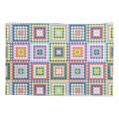 Colorful Retro Mid-Century Mid-Mod Crochet Blossom Kissenbezug (Rückseite-Links)