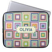 Colorful Retro Mid-Century Mid-Mod Crochet Blossom Laptopschutzhülle (Vorderseite)