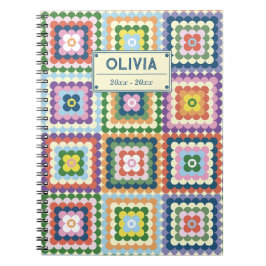 Colorful Retro Mid-Century Mid-Mod Crochet Blossom Notizblock