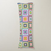 Colorful Retro Mid-Century Mid-Mod Crochet Blossom Seitenschläferkissen (Vorderseite Vertikal)