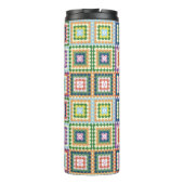 Colorful Retro Mid-Century Mid-Mod Crochet Blossom Thermosbecher (Rückseite)