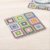 Colorful Retro Mid-Century Mid-Mod Crochet Blossom Untersetzer (angewinkelt)