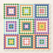 Colorful Retro Mid-Century Mid-Mod Crochet Blossom Untersetzer (Vorderseite)