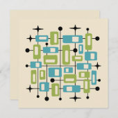 Colorful Retro Mid Century Modern Atomic Abstract Einladung (Vorne/Hinten)