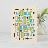 Colorful Retro Mid Century Modern Atomic Abstract Einladung (Stehend Vorderseite)