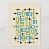 Colorful Retro Mid Century Modern Atomic Abstract Einladung (Vorne/Hinten)