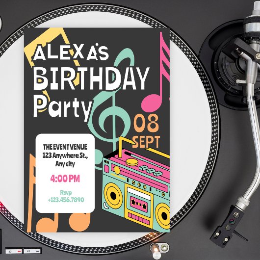Colorful retro music notes  einladung