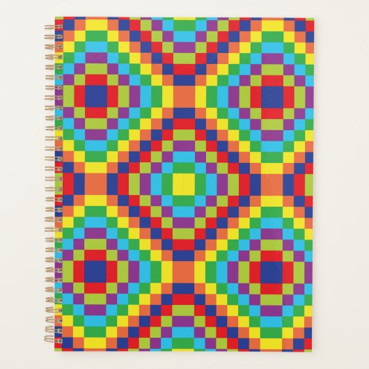 Colorful Retro Optical Illusion Geometric Rainbow Planer (Vorderseite)