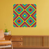 Colorful Retro Optical Illusion Geometric Rainbow Poster