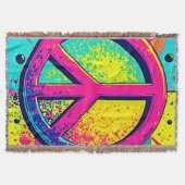 Colorful Retro Peace Sign Decke (Vorderseite)