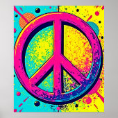 Colorful Retro Peace Sign Poster (Vorne)