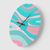 Colorful Retro Pink Aqua Große Wanduhr (Winkel)