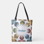 Colorful Retro Robots Boy Birthday Party Gift Tasche (Rückseite)