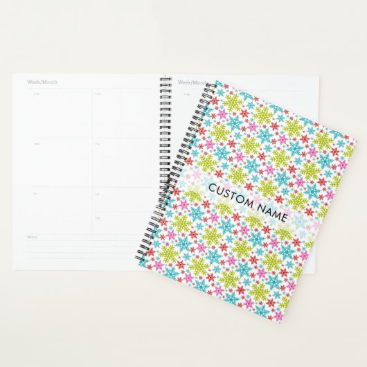 Colorful Retro Snowflakes Christmas Custom Name Planer (Anzeige)