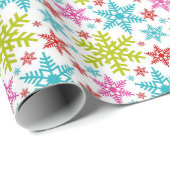 Colorful Retro Snowflakes Christmas Geschenkpapier (Rolleneckpunkt)