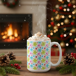 Colorful Retro Snowflakes Christmas  Kaffeetasse