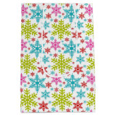 Colorful Retro Snowflakes Christmas Mittlere Geschenktüte (Rückseite)