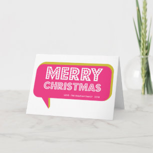 Colorful Retro Speech Bubble Merry Christmas Card Feiertagskarte