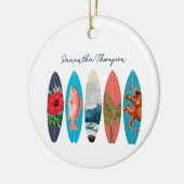 Colorful Retro Surfboards Pattern Custom Name Keramik Ornament (Links)