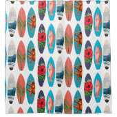 Colorful Retro Surfboards Pattern Duschvorhang (Vorderseite)