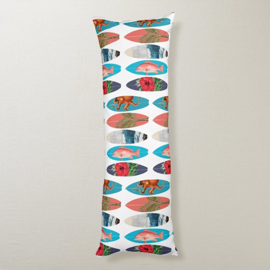 Colorful Retro Surfboards Pattern Seitenschläferkissen (Rückseite (Vertikal))