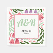 Colorful Retro Zweige, Folklore Blume Hochzeit Serviette (Vorderseite)