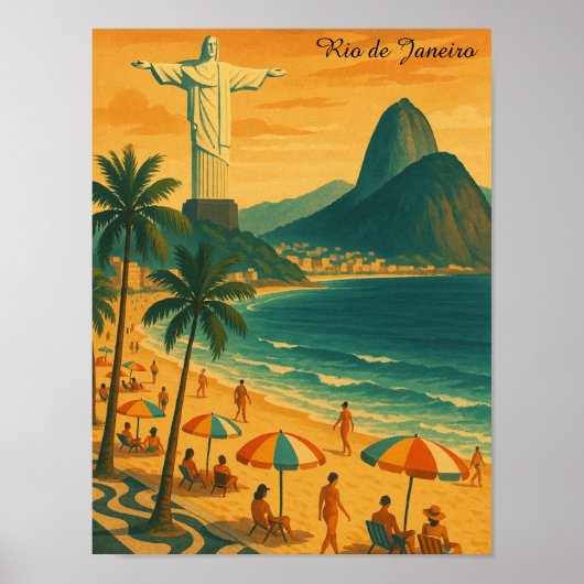 Colorful Rio de Janeiro Brasilien Copacabana Beach Poster (Vorne)