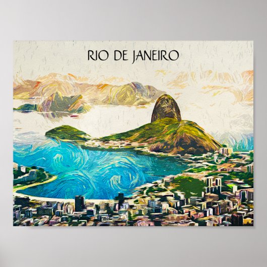 Colorful Rio de Janeiro Brasilien Stadt Malerei Poster (Vorne)