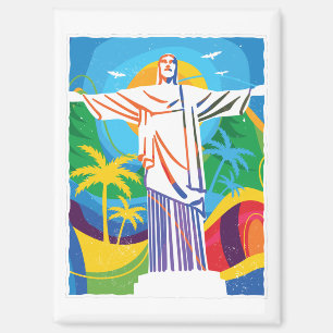 Colorful Rio de Janeiro Cristo Redentor Jesus Magnet