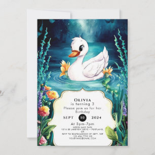 Colorful River Swan Birthday Einladung