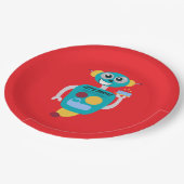 Colorful Robot Boys Birthday  Pappteller (Schrägansicht)