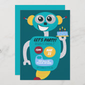 Colorful Robot Boys Second Birthday Invitation Einladung (Vorne/Hinten)