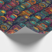 Colorful Robot Lineup Retro Wrapping Paper Geschenkpapier (Ecke)