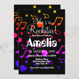 Colorful Rockstar Guitar Star Rock Geburtstag Einladung