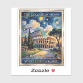 Colorful Rome Italy Colosseum Starry Night Vintage Aufkleber