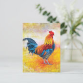 Colorful Rooster Postkarte (Stehend Vorderseite)