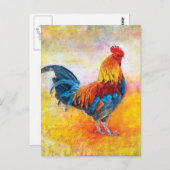 Colorful Rooster Postkarte (Vorne/Hinten)
