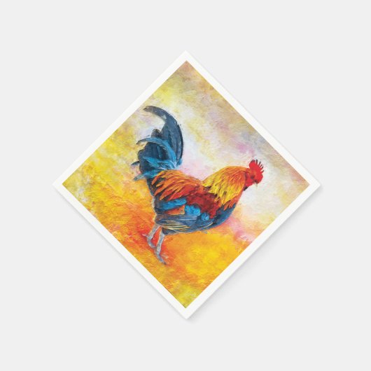 Colorful Rooster Serviette (Ecke)