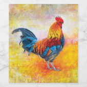 Colorful Rooster Weinetikett (Einzelnes Label)