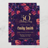 Colorful Rose Fantasy Wife’S Birthday Einladung (Vorne/Hinten)